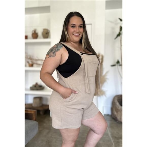 Double Take Full Size Texture Sleeveless Romper - Picture 7 of 16